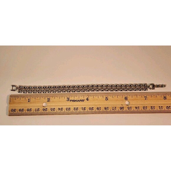 Monet Panther Link Chain Bracelet Silver Tone 7.5 Inch Vintage Signed - Picture 3 of 7